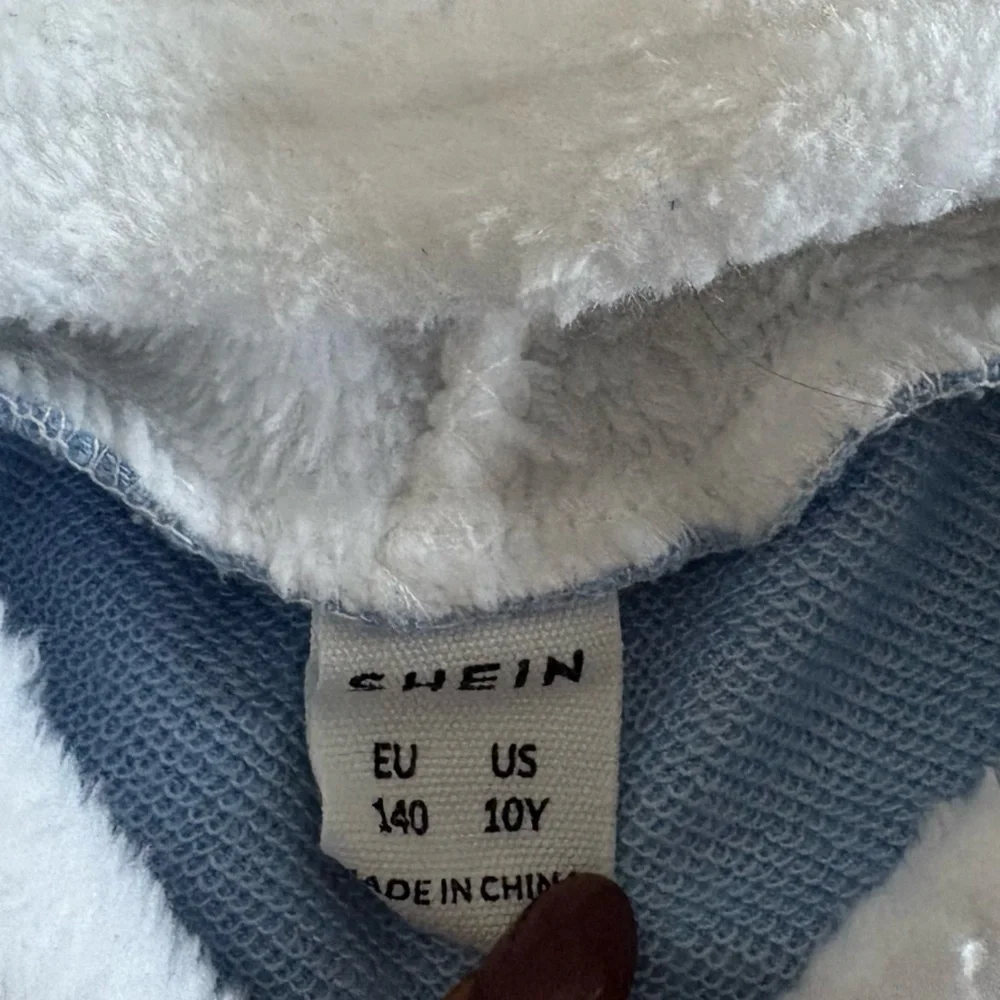 SHEIN Light Blue and White Panda Hoodie